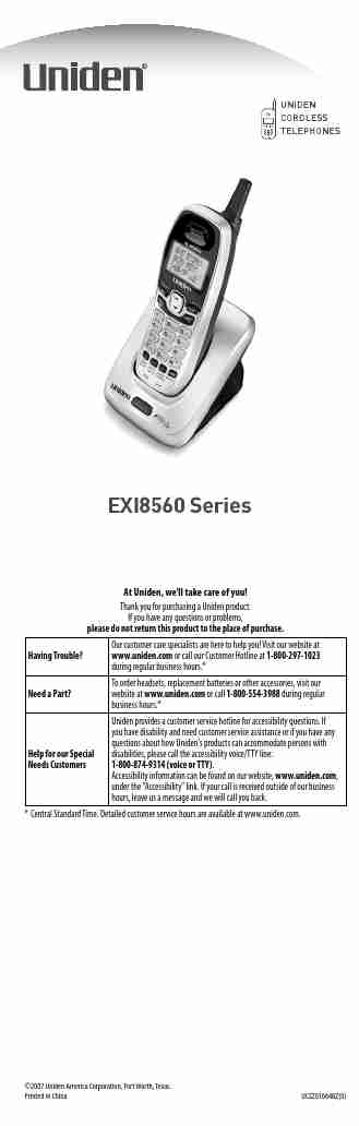 Uniden Cordless Telephone EXI8560-page_pdf
